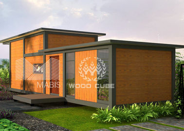 Case prefabbricate moderne di aspetto di legno con il materiale di protezione dell'ambiente del sottotetto